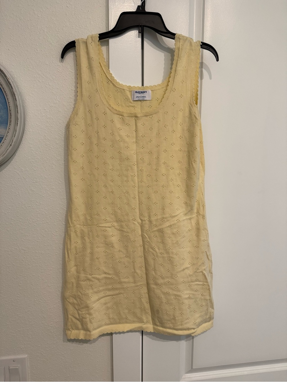 Old Navy Light Yellow Eyelet Tank Top